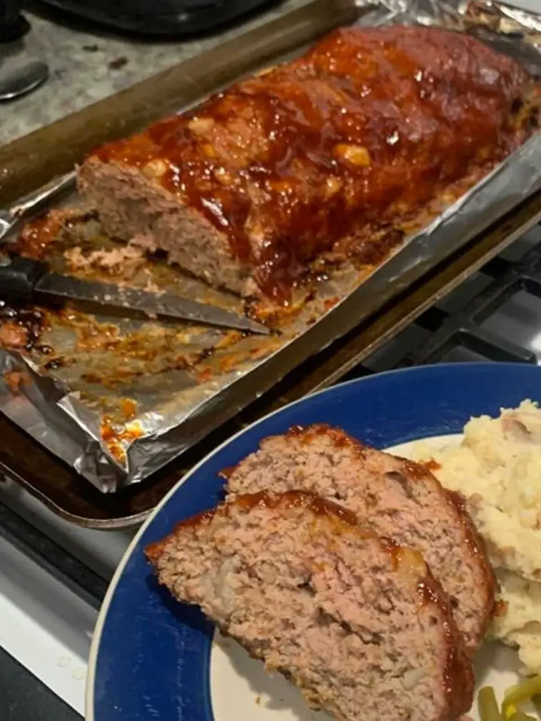 Freshly baked brown sugar meatloaf, perfect blend of sweet and savory flavors.