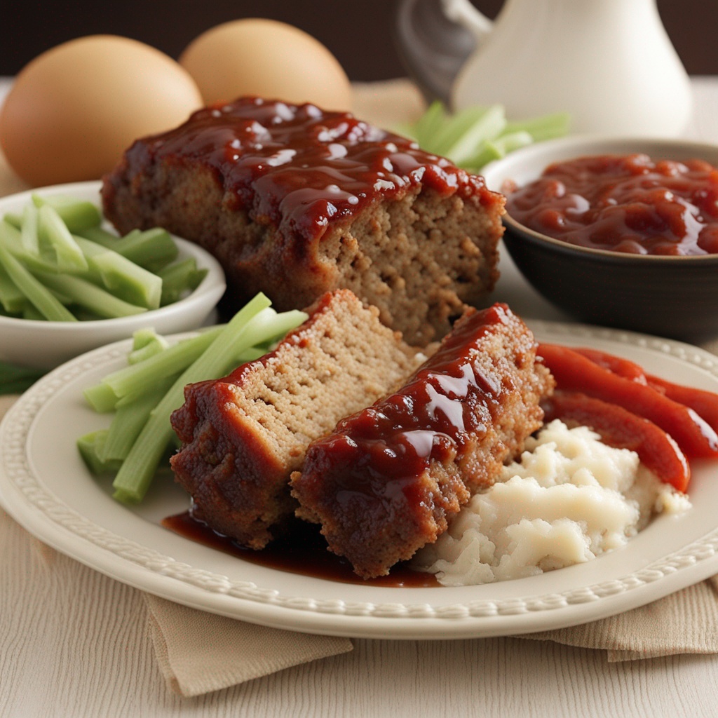 Luxury Slicing moist and delicious brown sugar meatloaf, a quick meal solution for families.