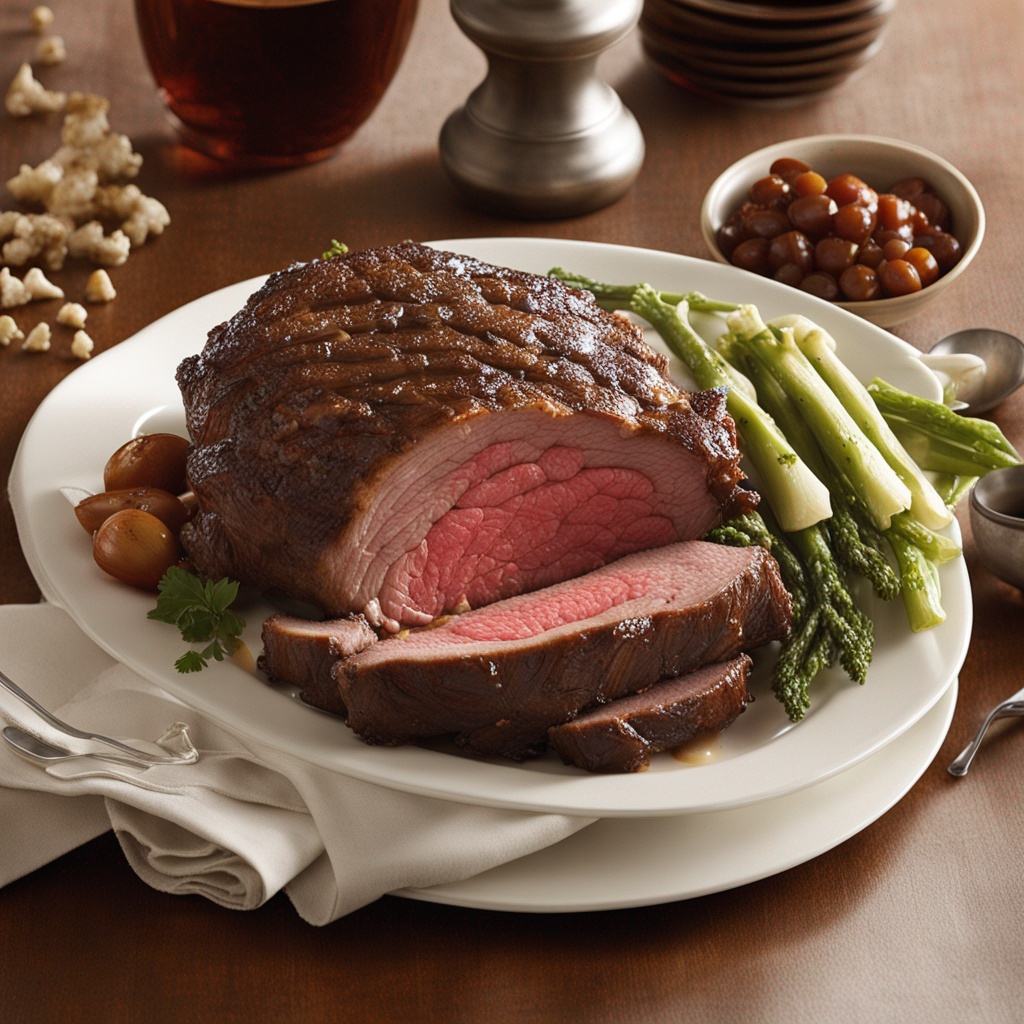 Luxurious Poor Man's Prime Rib on a Festive Table - Gourmet Home Dining