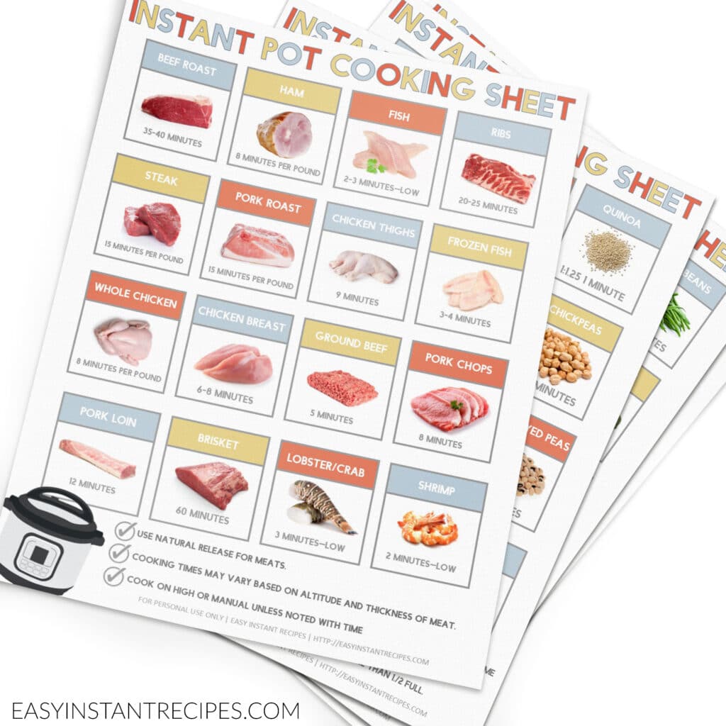 Instant Pot Cooking Times Cheat Sheet Printable – Easy Instant Recipes