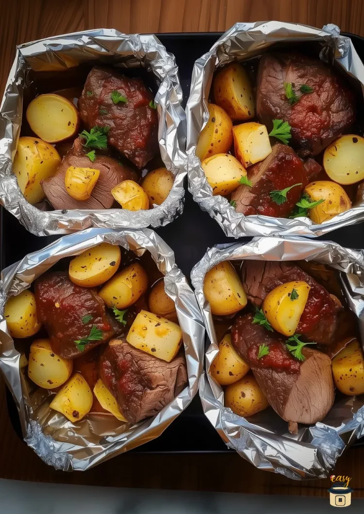 Garlic Steak and Potato Foil Packets Recipe