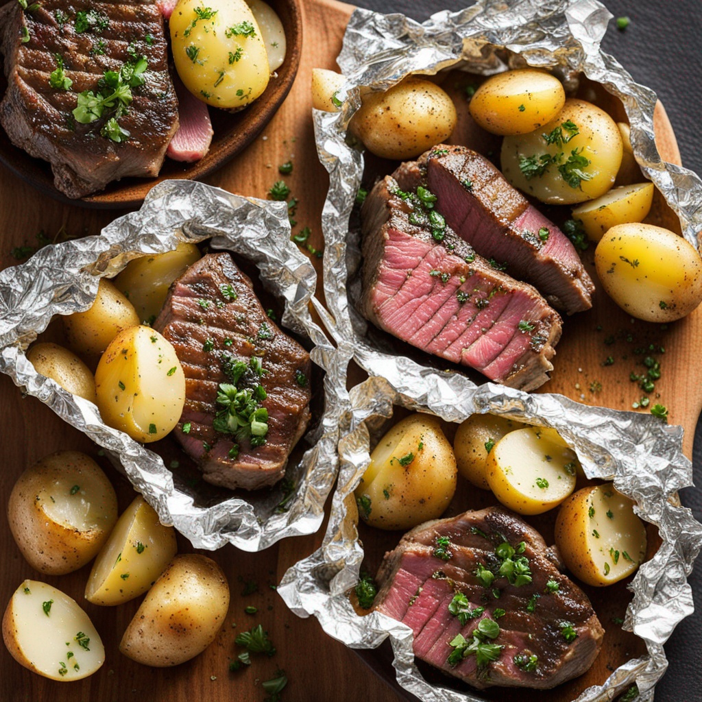 Sirloin steak chunks marinated in garlic and herbs.