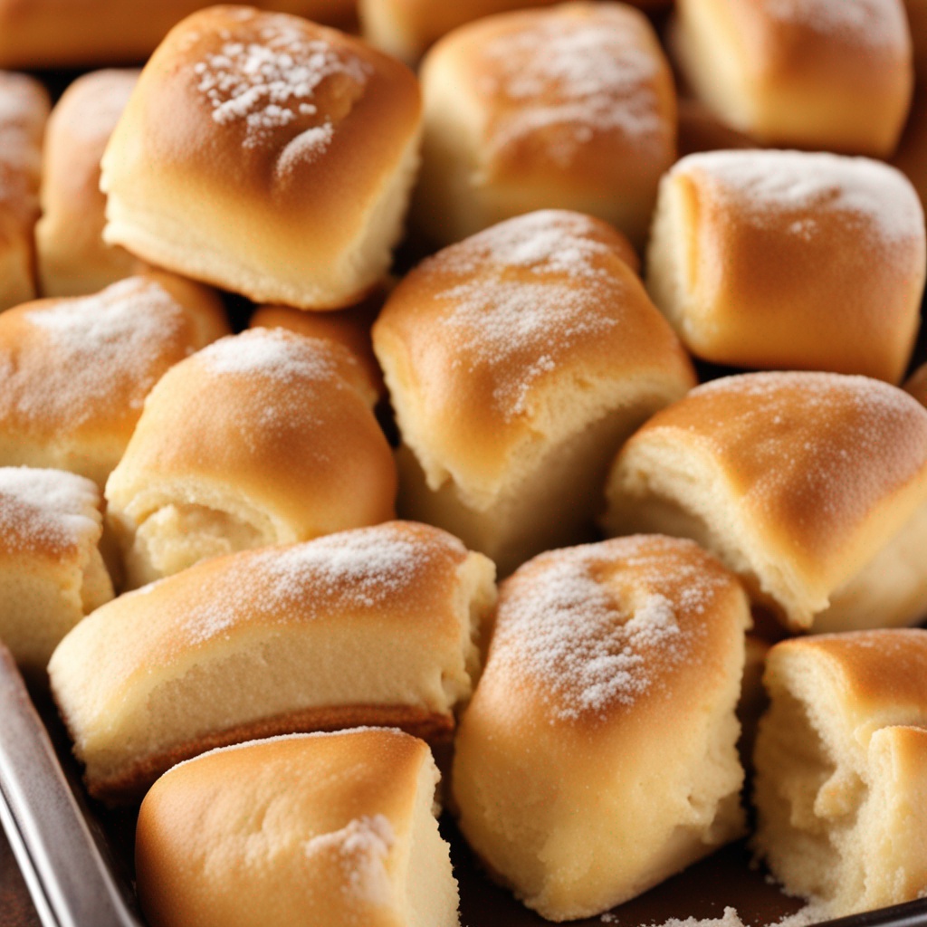 Freshly baked Texas Roadhouse rolls on a rustic table.