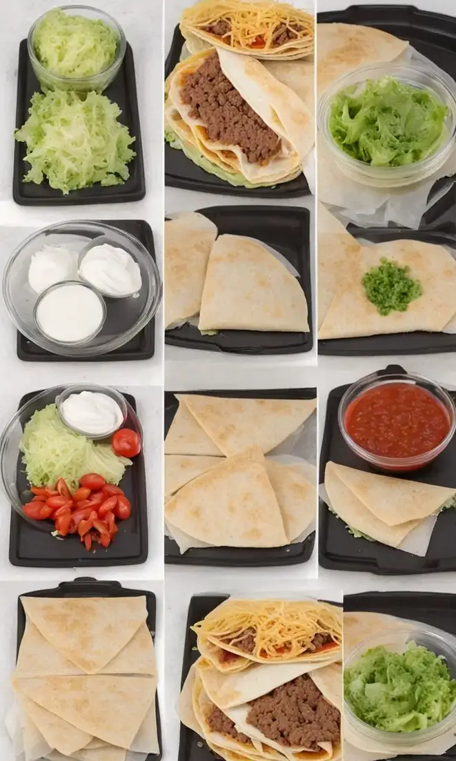 Fresh ingredients spread out for Crunch Wrap Supreme recipe.