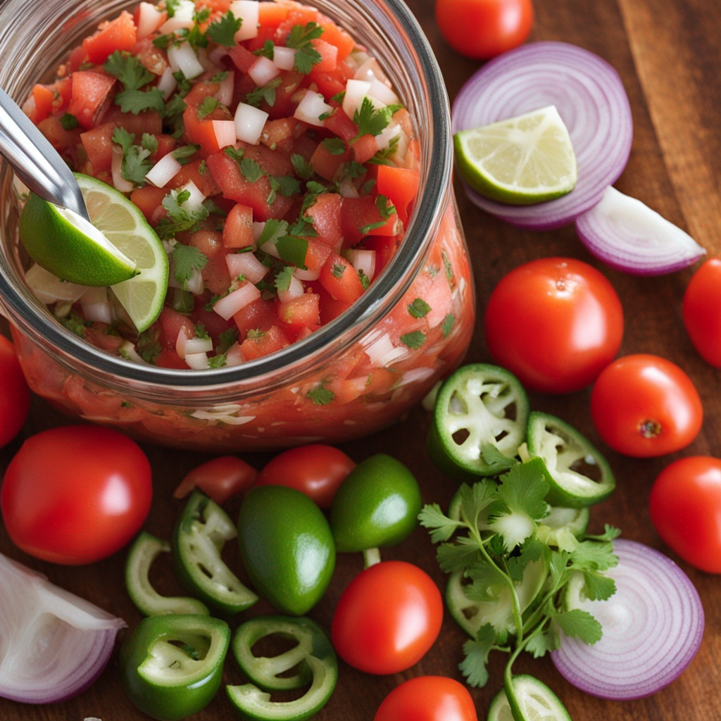 Close-up of finely chopped tomatoes and onions for Pico de Gallo.