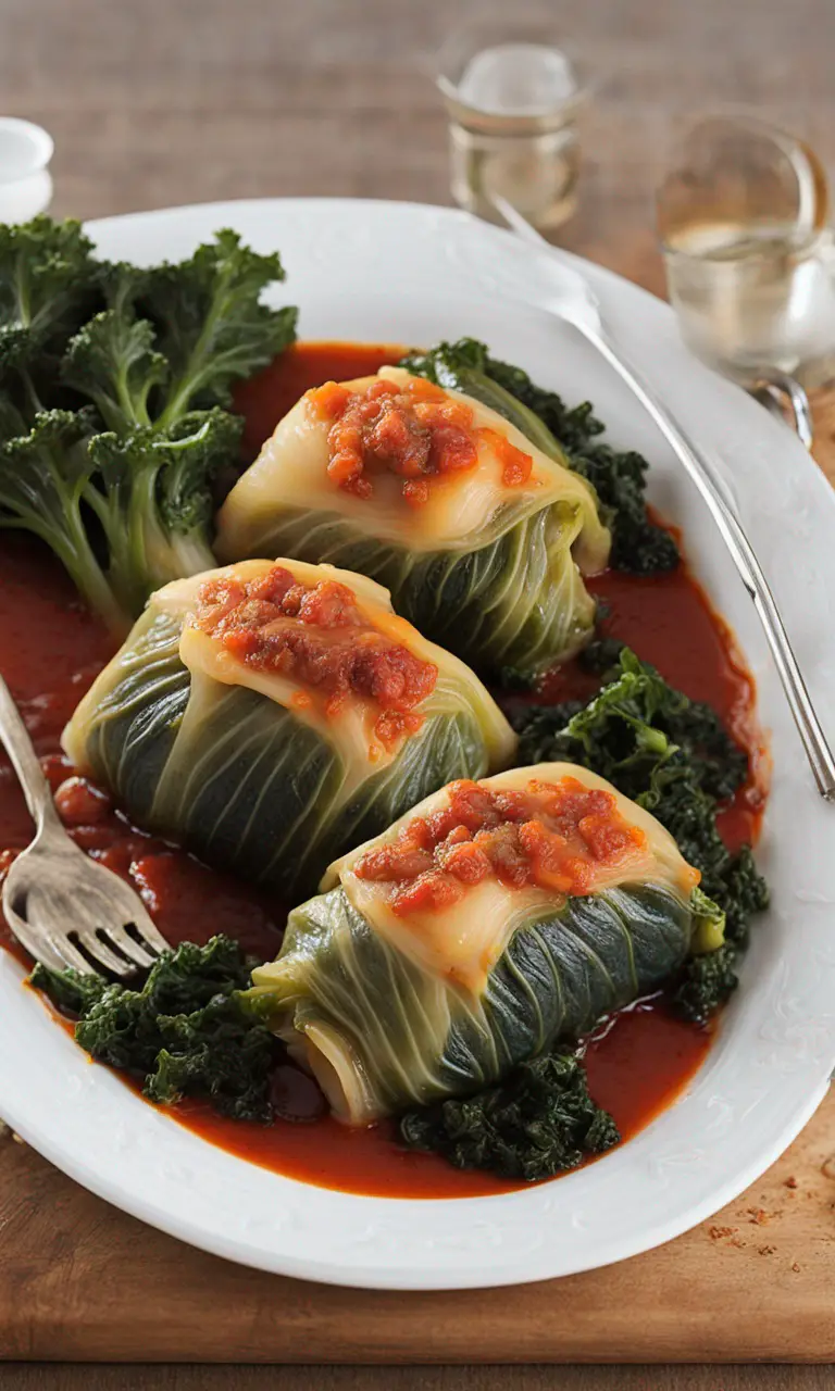 Close-up of a sliced stuffed cabbage roll, revealing the pork and rice filling.