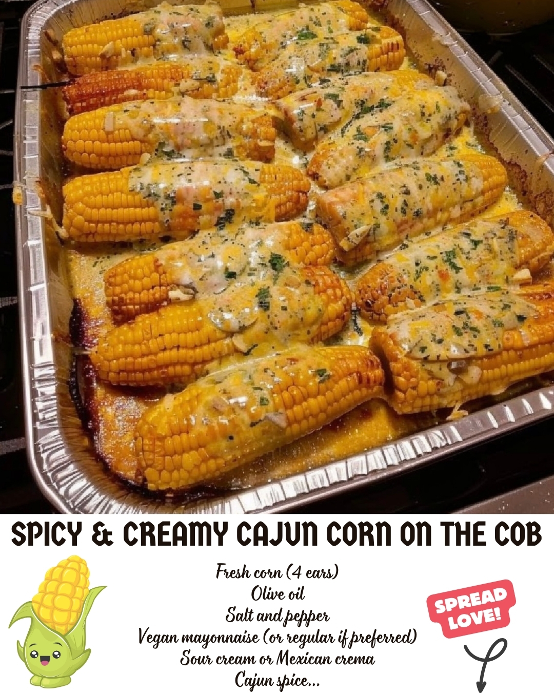 SPICY & CREAMY CAJUN CORN ON THE COB Pinterest Pin