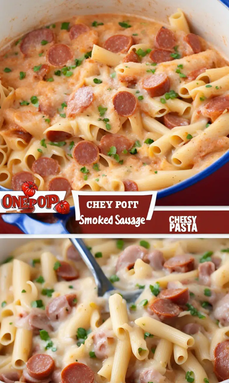One Pot Cheesy Smoked Sausage Pasta Pinterest Pin