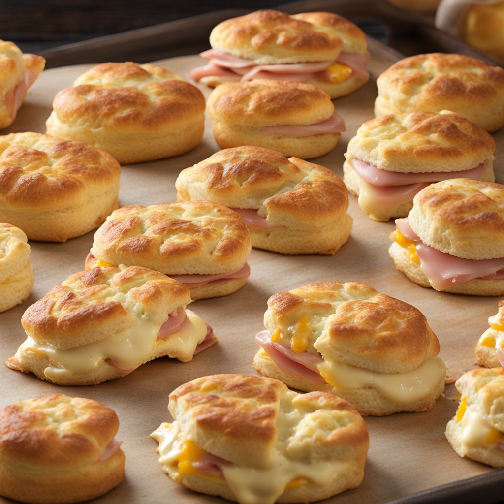 Golden-brown Colby Jack cheese-stuffed biscuits ready to serve.