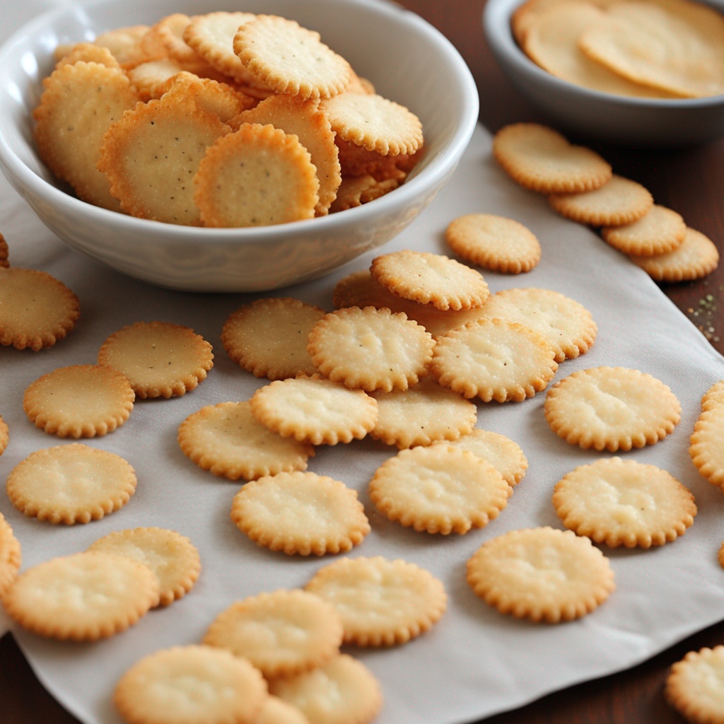 Keto-friendly version of the homemade spicy Parmesan Ritz crackers