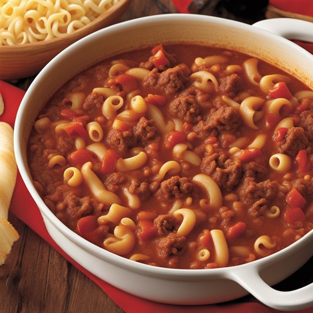 Close-up of Old Fashioned Goulash with steam rising