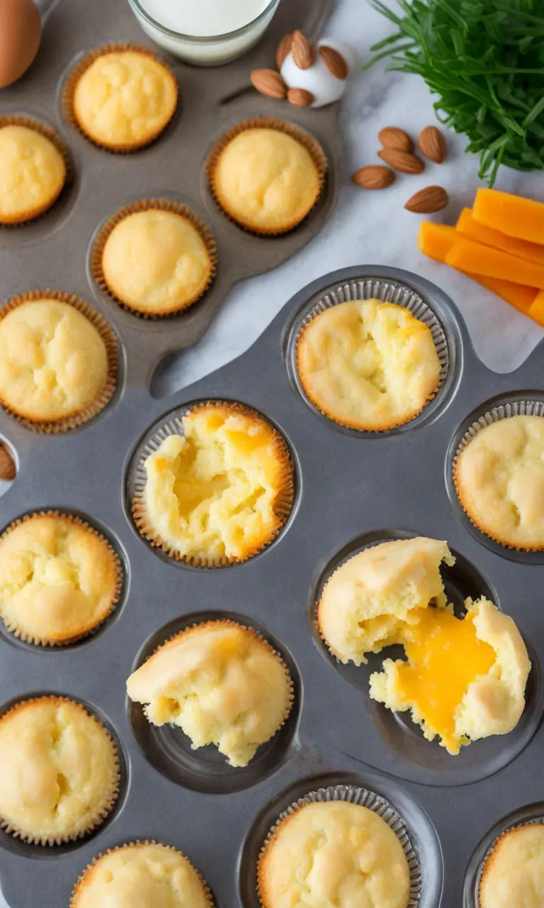 Keto Cheddar Cheese Muffins on a Breakfast Table.
