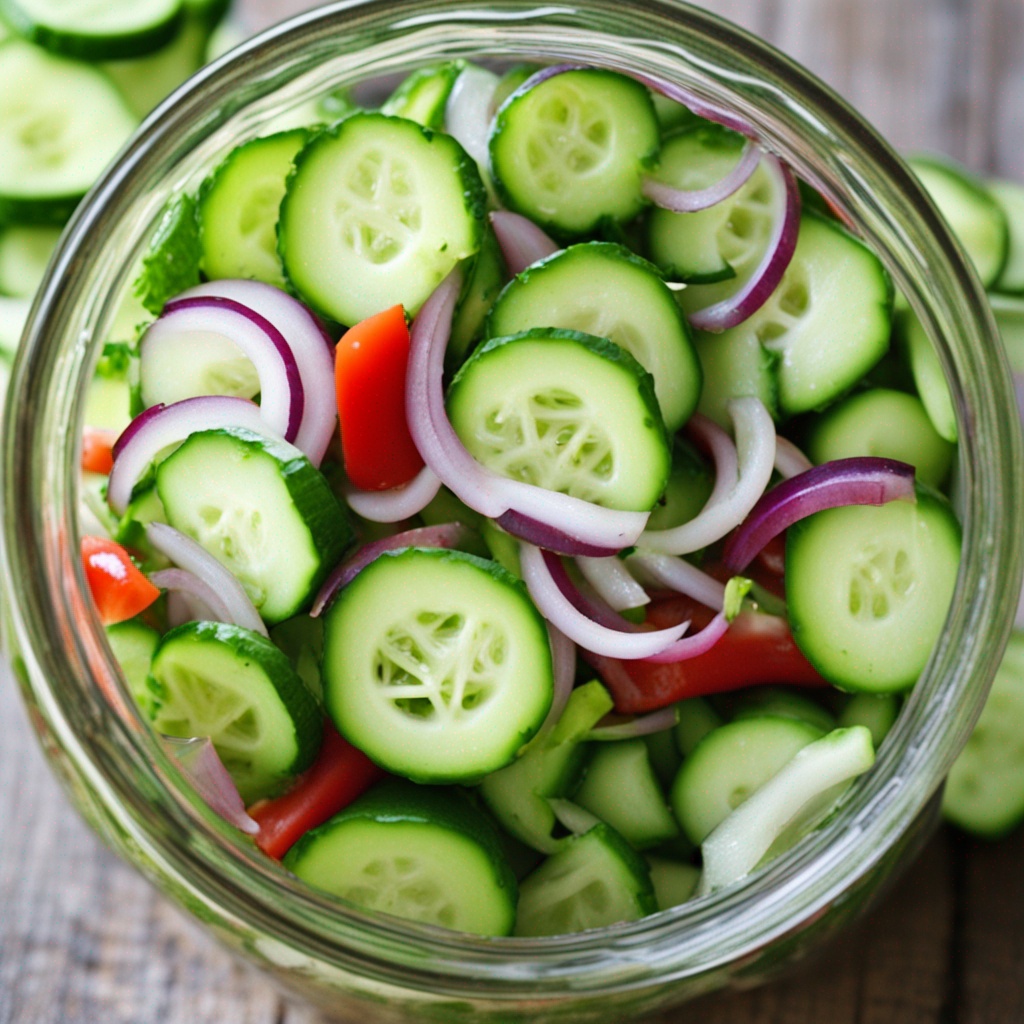 Keto-friendly cucumber salad alternative.