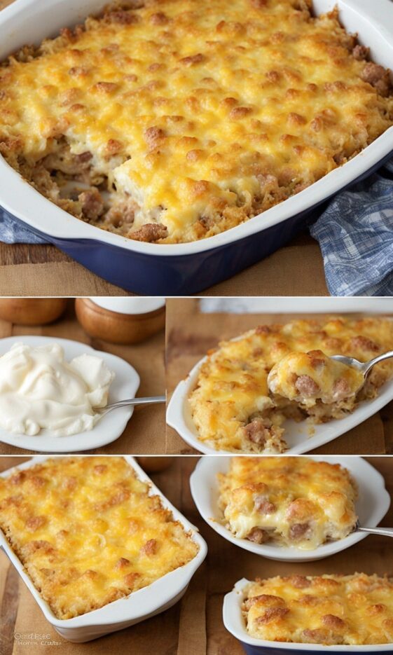 Scrumptious Sausage, Egg, and Cream Cheese Hashbrown Casserole Your