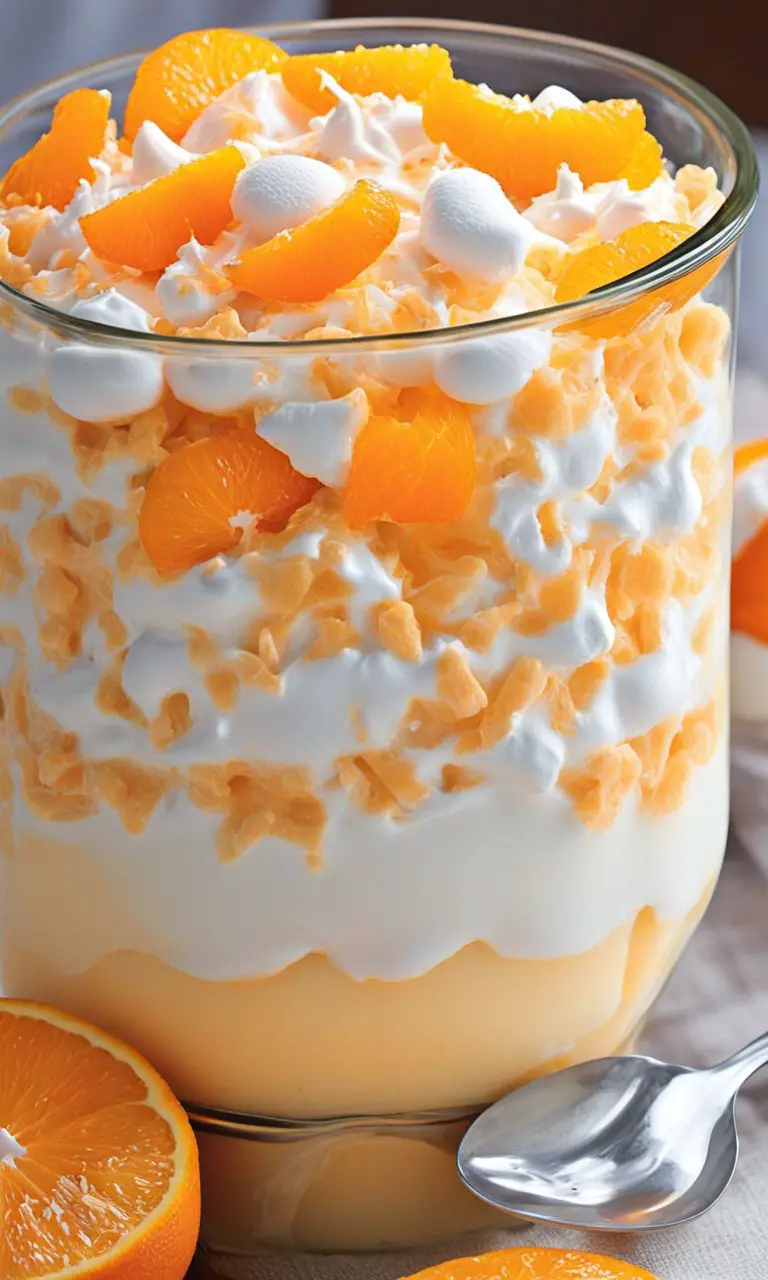 Summer Dessert Orange Creamsicle Salad on a Table