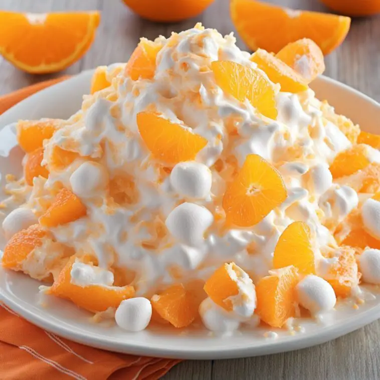 Refreshing Orange Creamsicle Salad in a Serving Bowl