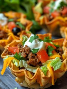Irresistible Taco Salad Cups Recipe: A Perfect Party Pleaser