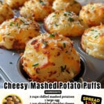 Get ready to fall in love with these Cheesy Mashed Potato Puffs! Mix 3 cups of chilled mashed potatoes with a large egg, 1 cup shredded cheddar, chopped chives, flour, garlic powder, salt, and pepper. Shape into 1-inch balls, coat with Parmesan, and bake at 400°F for 15-20 minutes until golden and crispy.