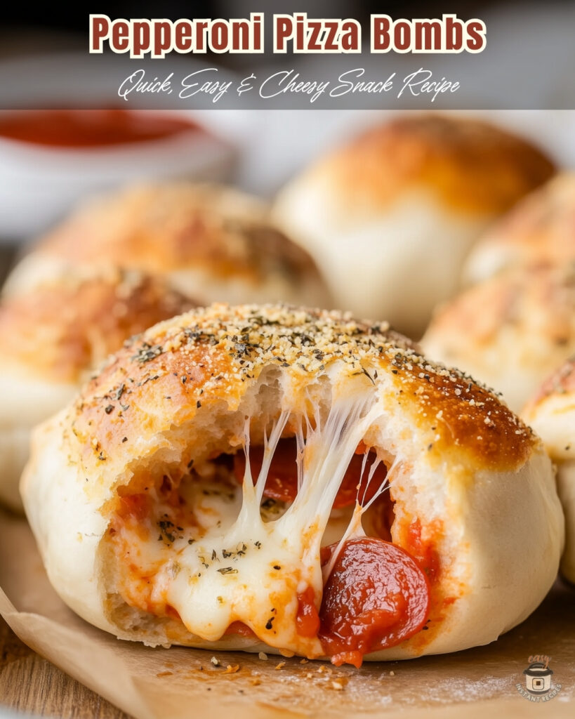 Whip up these irresistible Pepperoni Pizza Bombs in minutes! With mozzarella cheese, pepperoni, and golden biscuit dough, this recipe makes the perfect snack or appetizer for any occasion.
