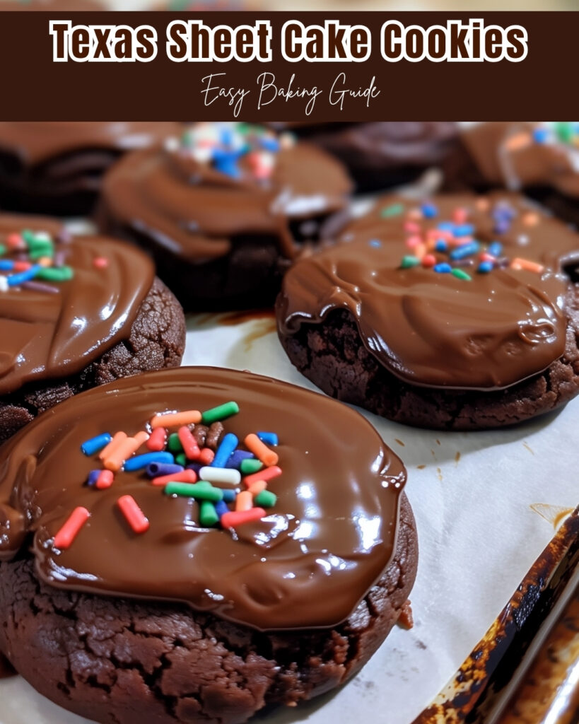 Texas Sheet Cake Cookies Instructions:
1️⃣ Preheat oven to 350°F. Mix cake mix, eggs, and oil into dough.
2️⃣ Scoop onto parchment-lined sheet and bake for 7-8 mins.
3️⃣ For frosting: Melt butter, cocoa, and milk, then whisk in powdered sugar.
4️⃣ Pour frosting over cookies. Let set and enjoy! 😋