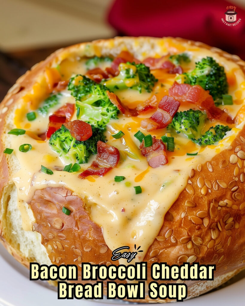 The Ultimate Comfort Food: Bacon Broccoli Cheddar Bread Bowl Soup