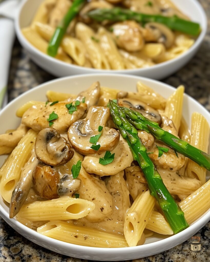 Elevate Your Weeknight Dinners with Creamy Mushroom Asparagus Chicken Pasta