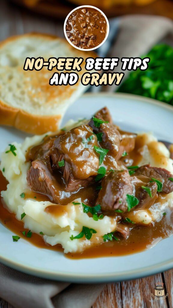 No-Peek Beef Tips and Gravy Pinterest Pin