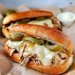 Easy Slow Cooker Chicken Philly Sandwiches Recipe