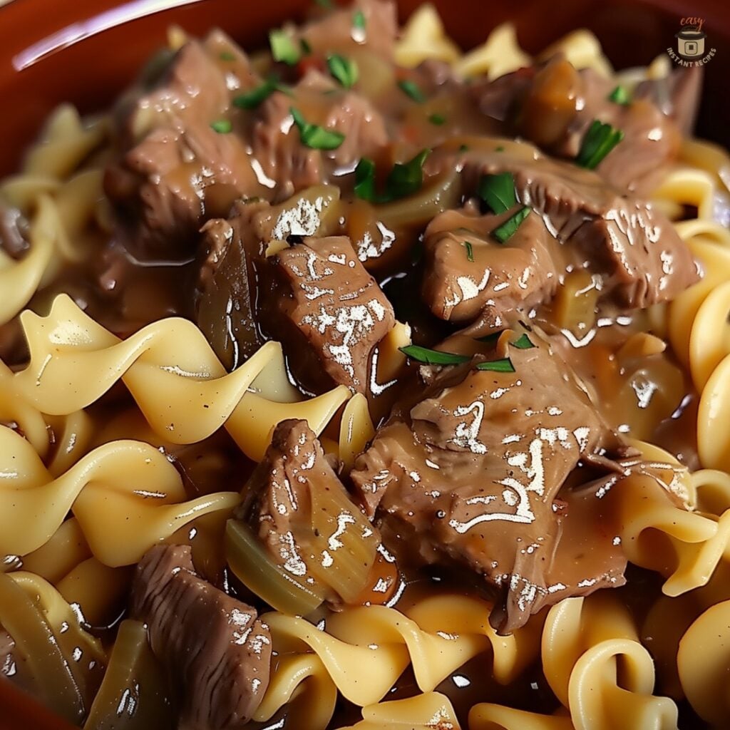 Crockpot Beef Tips & Noodles Recipe