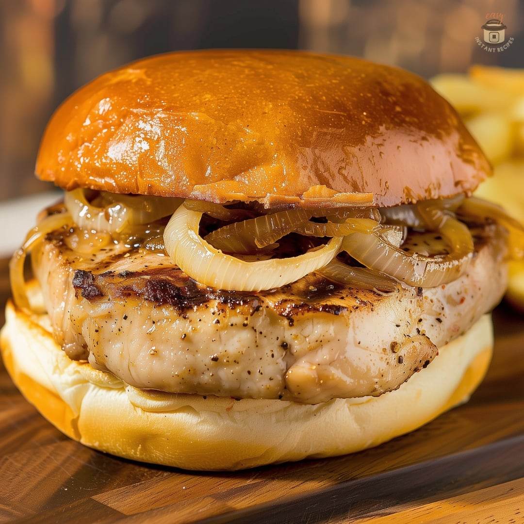 Juicy Pork Chop Sandwiches with Applesauce