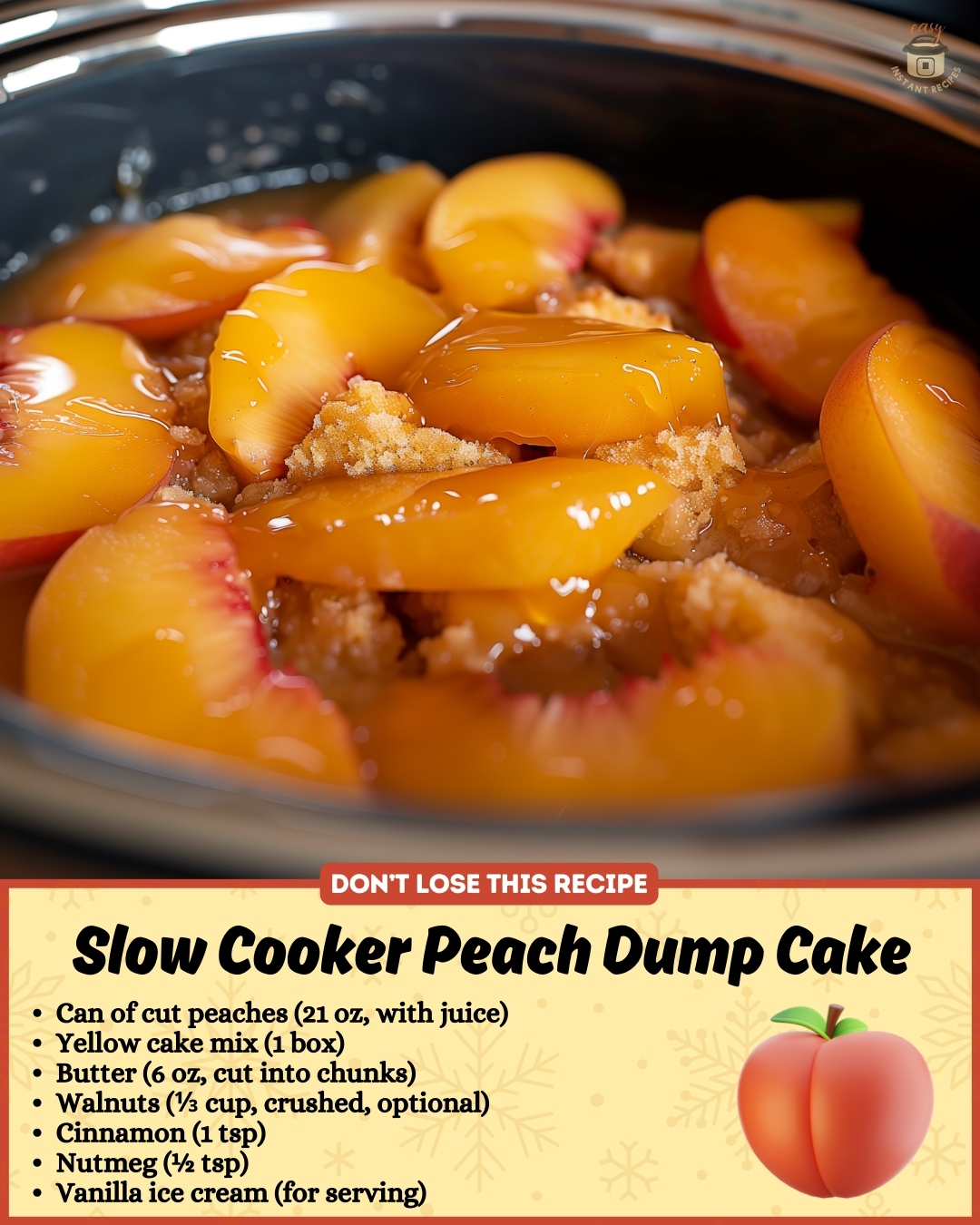 Slow Cooker Peach Dump Cake: Easy & Delicious