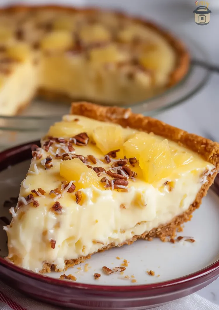 Cream Cheese Pineapple Pie Recipe - Easy Baked Dessert with Pecans