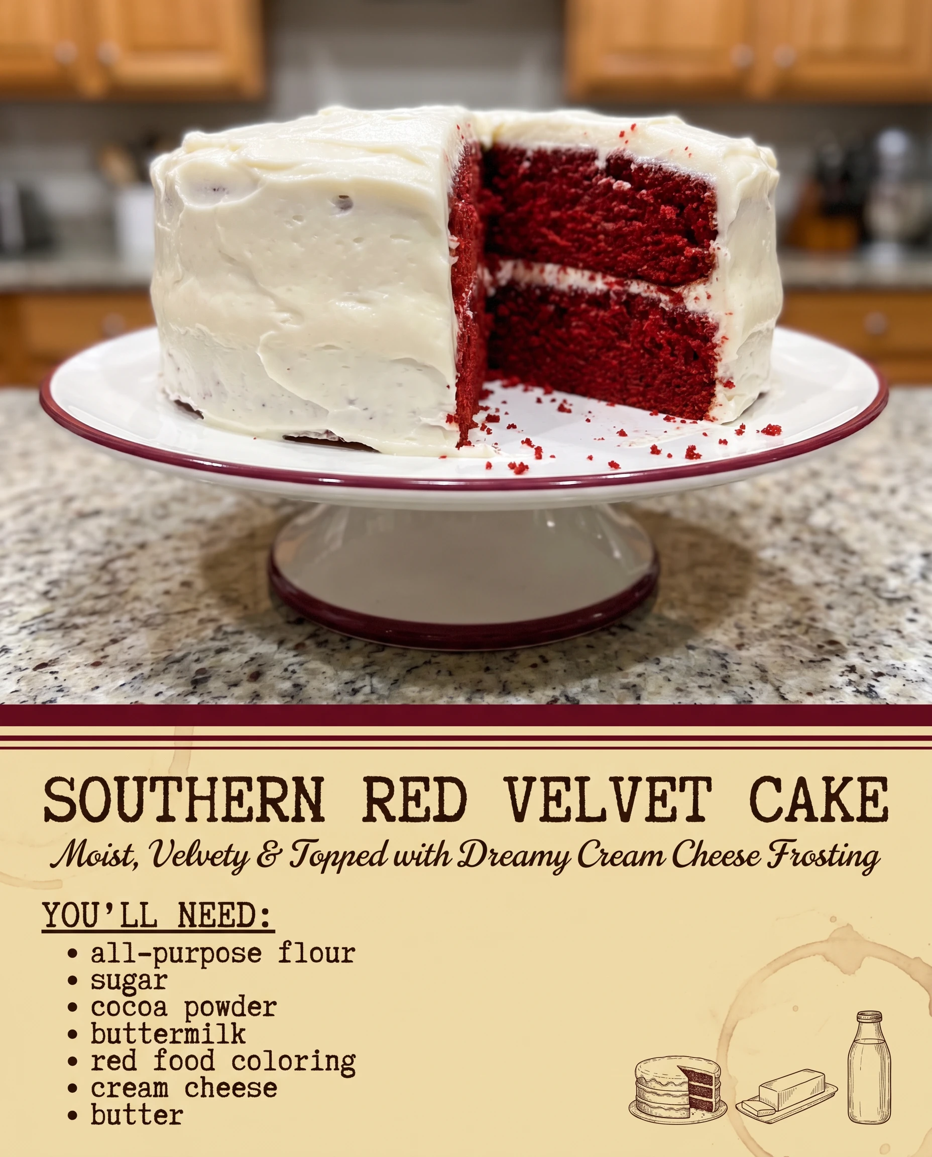 Southern Red Velvet Cake recipe card