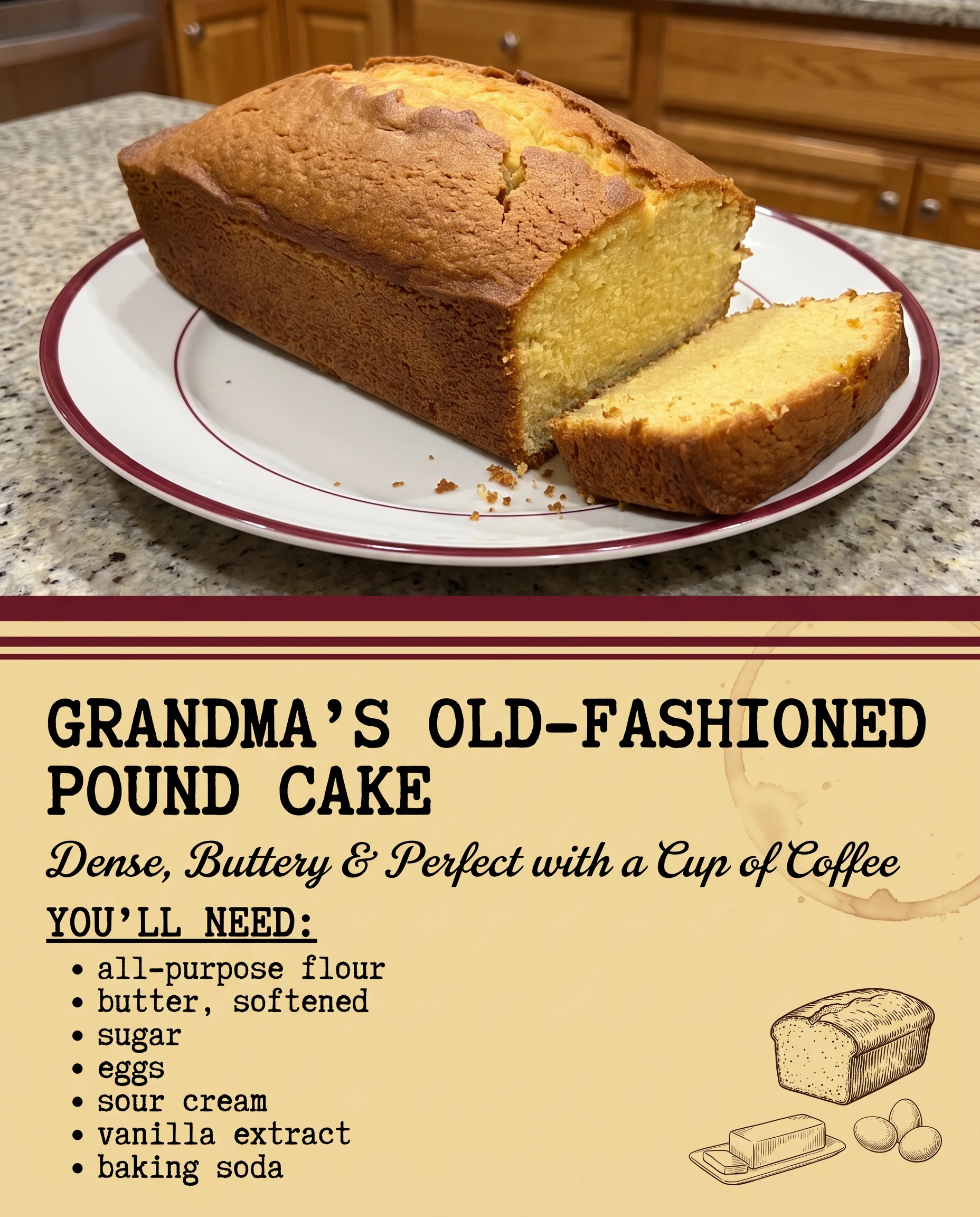Grandma's Old-Fashioned Pound Cake recipe card