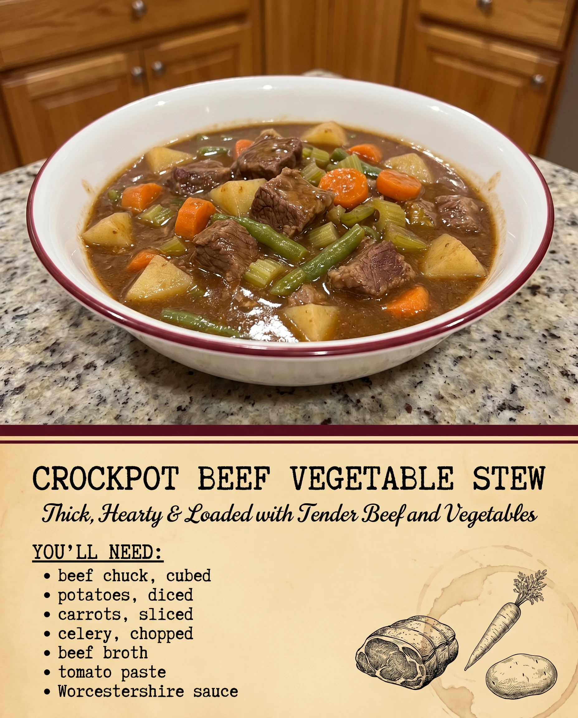 Crockpot Beef Vegetable Stew recipe card