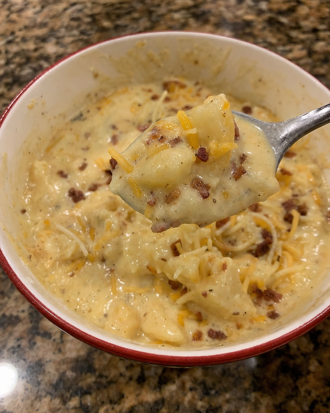 Crockpot Loaded Baked Potato Soup ready to serve