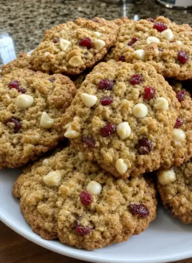 White chocolate cranberry oatmeal cookies
