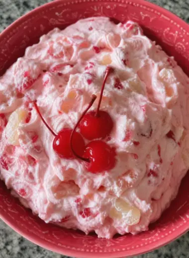 pink cherry jell-o fluff recipe
