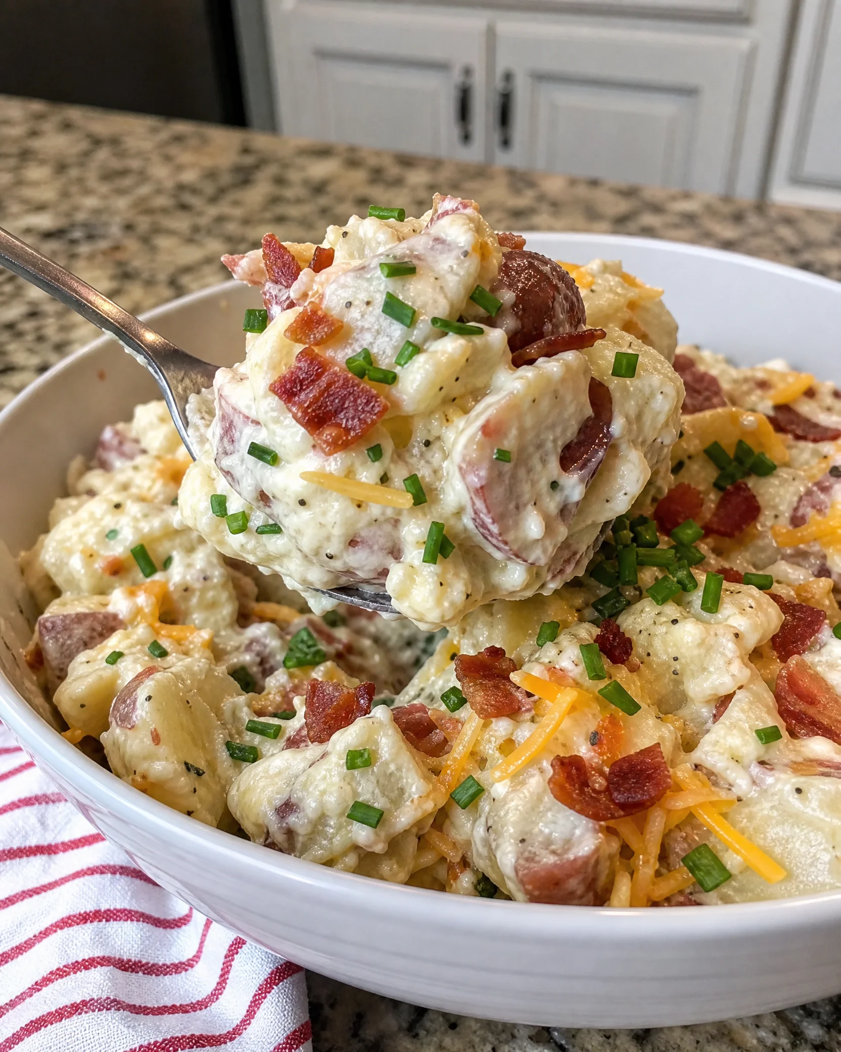 Bacon Ranch Potato Salad being prepared